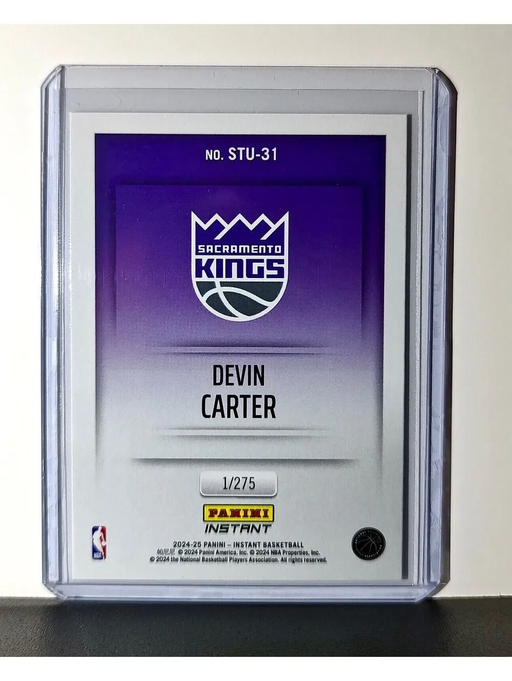 Devin Carter 2024-25 Panini NBA Studio #31 Rookie Card Sacramento Kings 1/275